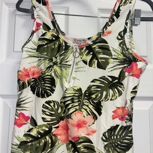 Angel Kiss Green and Pink Floral Tank Top